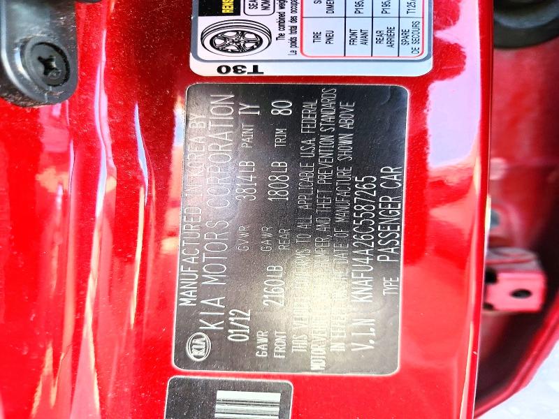 51974276 :رقم المزاد ، KNAFU4A26C5587265 vin ، 2012 Kia Forte مزاد بيع