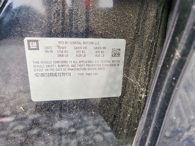 54464456 :رقم المزاد ، 1G1BE5SM3G7278179 vin ، 2016 Chevrolet Cruze مزاد بيع
