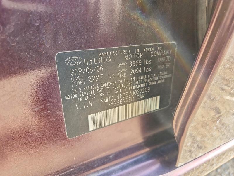 Продаж на аукціоні авто 2007 Hyundai Elantra, vin: KMHDU46D87U027209, номер лоту: 55325066