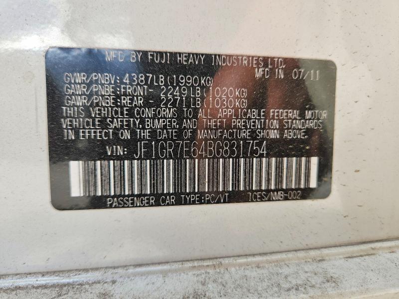 52087476 :رقم المزاد ، JF1GR7E64BG831754 vin ، 2011 Subaru Impreza مزاد بيع
