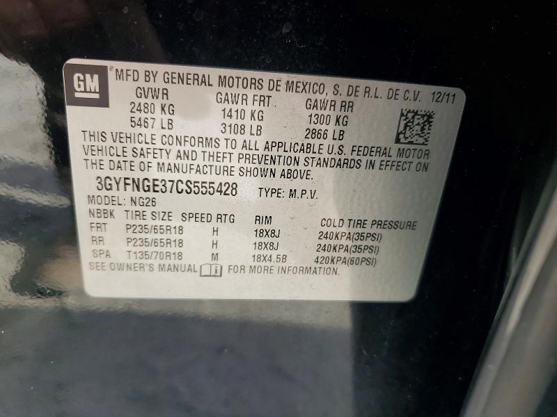 2012 Cadillac Srx მანქანა იყიდება აუქციონზე, vin: 3GYFNGE37CS555428, აუქციონის ნომერი: 54795426