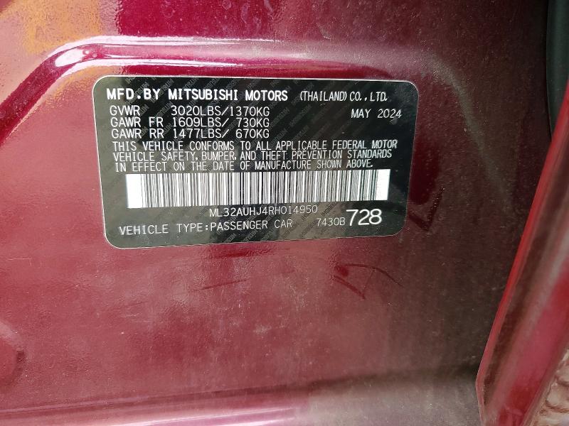Продаж на аукціоні авто 2024 Mitsubishi Mirage, vin: ML32AUHJ4RH014950, номер лоту: 53076116