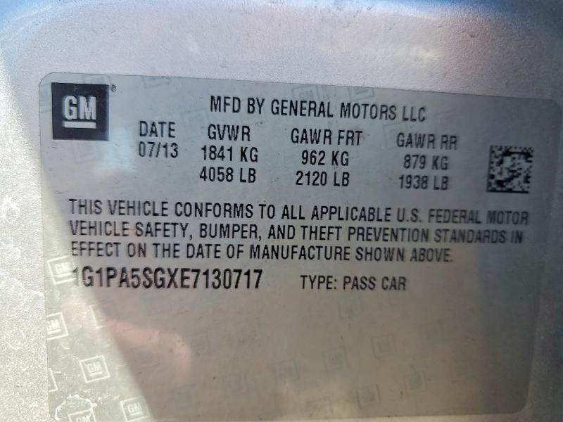 Aukcja sprzedaży 2014 Chevrolet Cruze, vin: 1G1PA5SGXE7130717, numer aukcji: 55350086