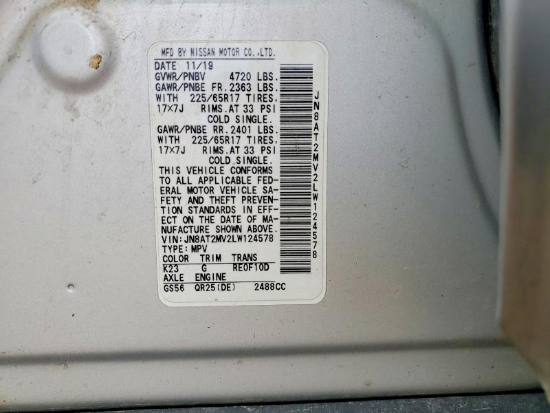 Auction sale of the 2020 Nissan Rogue, vin: JN8AT2MV2LW124578, lot number: 51493446