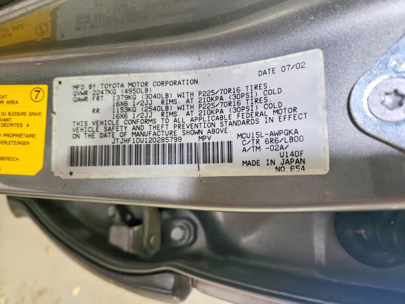 Продаж на аукціоні авто 2002 Lexus Rx, vin: JTJHF10U120285799, номер лоту: 52499416