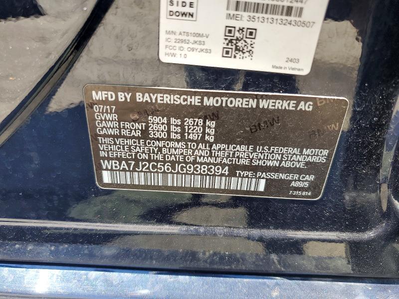Aukcja sprzedaży 2018 Bmw 740, vin: WBA7J2C56JG938394, numer aukcji: 52808746