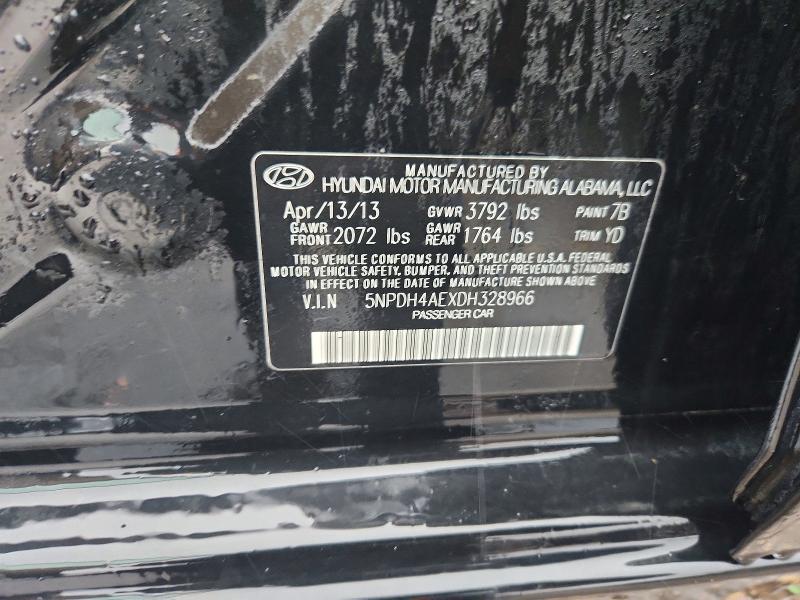 Продаж на аукціоні авто 2013 Hyundai Elantra, vin: 5NPDH4AEXDH328966, номер лоту: 54581036