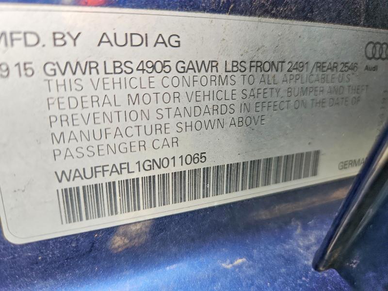 2016 Audi A4 მანქანა იყიდება აუქციონზე, vin: WAUFFAFL1GN011065, აუქციონის ნომერი: 53163346