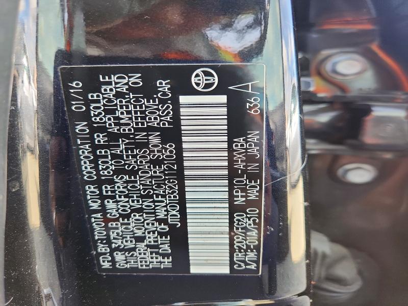Aukcja sprzedaży 2016 Toyota Prius C, vin: JTDKDTB32G1121056, numer aukcji: 54878726