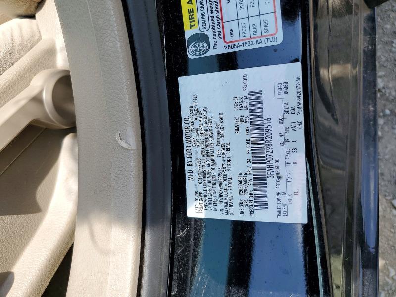 54051546 :رقم المزاد ، 3FAHP07Z98R209516 vin ، 2008 Ford Fusion مزاد بيع