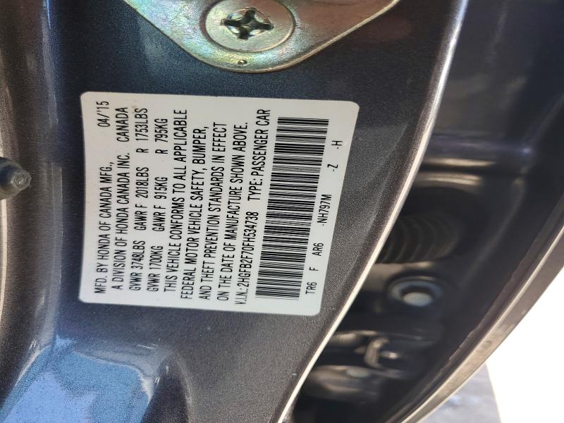 Aukcja sprzedaży 2015 Honda Civic, vin: 2HGFB2F70FH534738, numer aukcji: 55063146