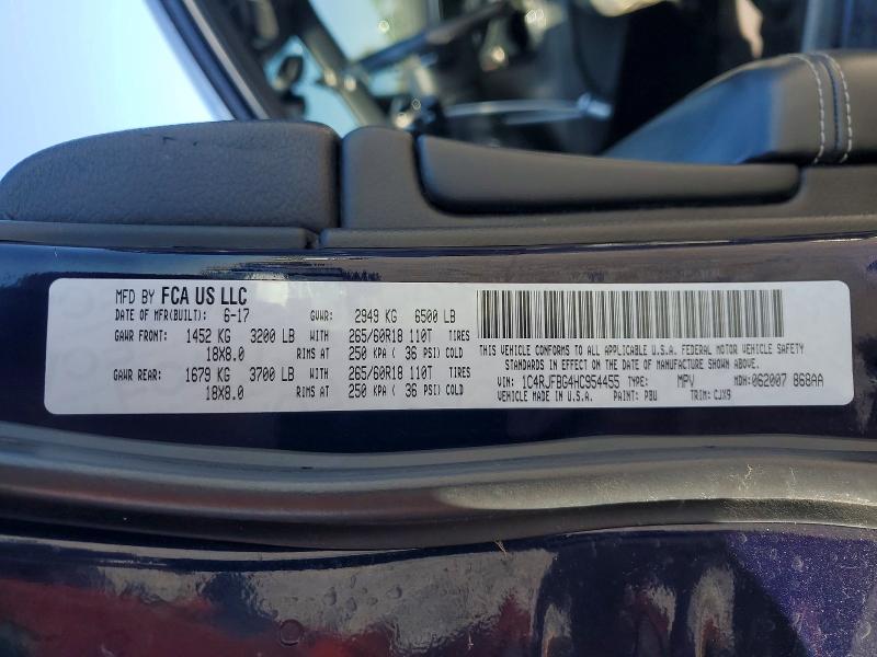52685056 :رقم المزاد ، 1C4RJFBG4HC954455 vin ، 2017 Jeep Grand Cherokee مزاد بيع