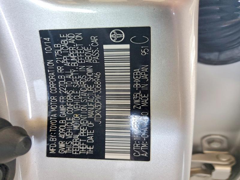 Продаж на аукціоні авто 2015 Toyota Prius Plug-in Hybrid, vin: JTDKN3DPXF3068946, номер лоту: 54179186