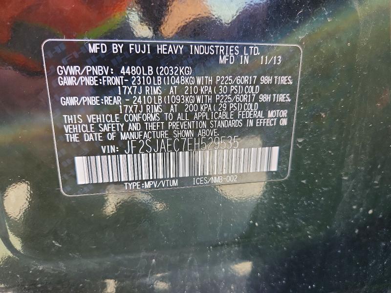 51836306 :رقم المزاد ، JF2SJAEC7EH529535 vin ، 2014 Subaru Forester مزاد بيع