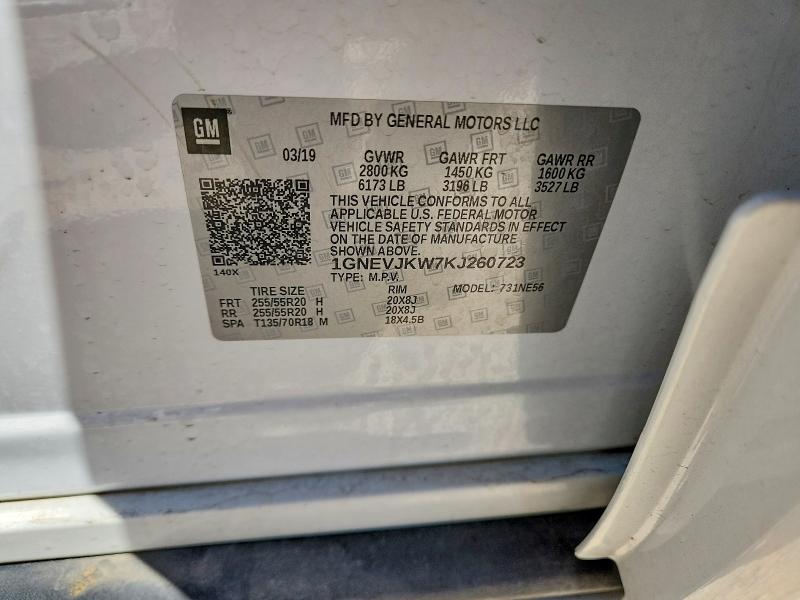 Aukcja sprzedaży 2019 Chevrolet Traverse, vin: 1GNEVJKW7KJ260723, numer aukcji: 52766376