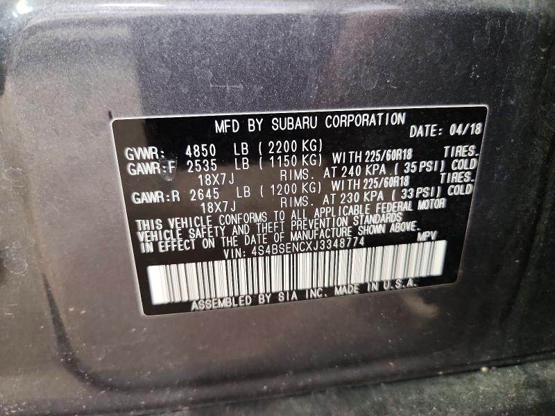 Продажа на аукционе авто 2018 Subaru Outback, vin: 4S4BSENCXJ3348774, номер лота: 54990436