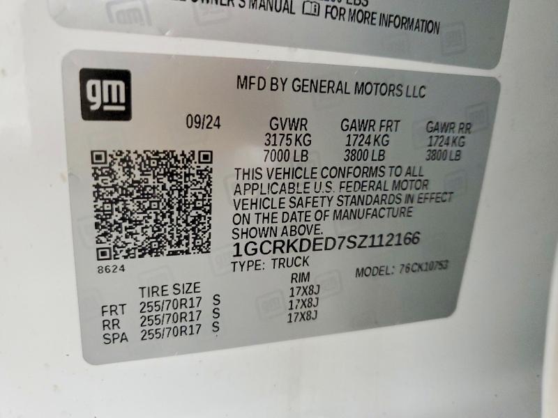 Aukcja sprzedaży 2025 Chevrolet Silverado, vin: 1GCRKDED7SZ112166, numer aukcji: 54546406