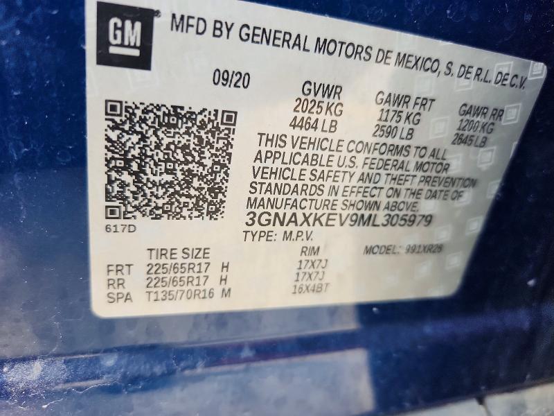 Продаж на аукціоні авто 2021 Chevrolet Equinox, vin: 3GNAXKEV9ML305979, номер лоту: 55537746