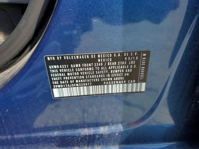 Продажа на аукционе авто 2015 Volkswagen Jetta, vin: 3VWD17AJ9FM320077, номер лота: 51996186