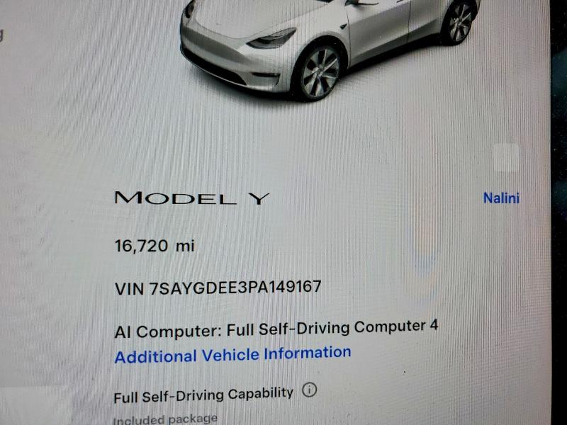 Продаж на аукціоні авто 2023 Tesla Model Y, vin: 7SAYGDEE3PA149167, номер лоту: 53207656