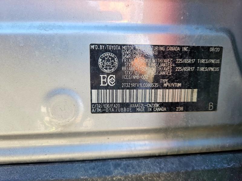 Продажа на аукционе авто 2020 Toyota Rav4, vin: 2T3Z1RFV1LC080535, номер лота: 53728486