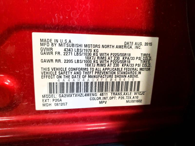 Aukcja sprzedaży 2015 Mitsubishi Outlander Sport, vin: 4A4AR4AUXFE048418, numer aukcji: 53337766