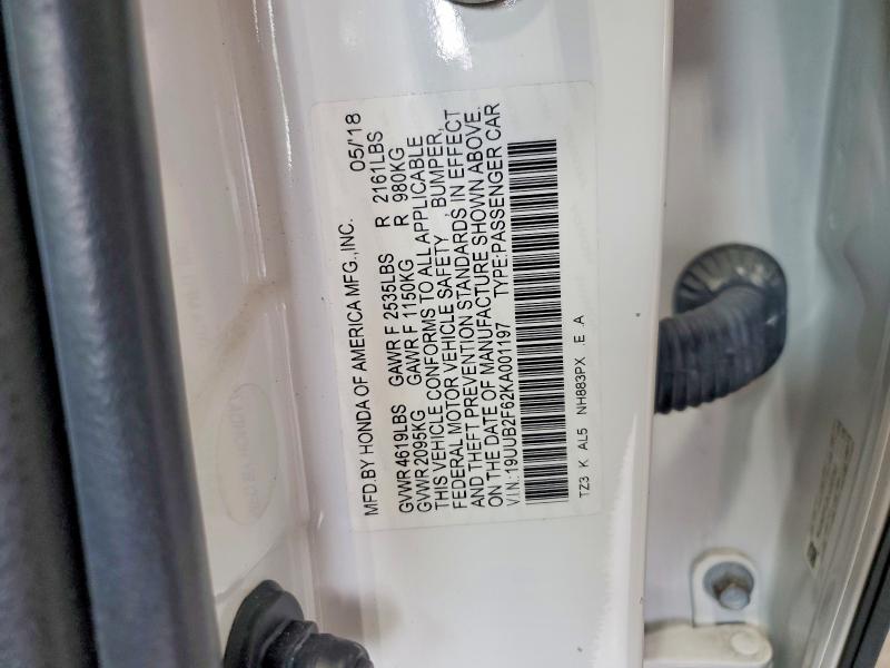 2019 Acura Tlx მანქანა იყიდება აუქციონზე, vin: 19UUB2F62KA001197, აუქციონის ნომერი: 54649486