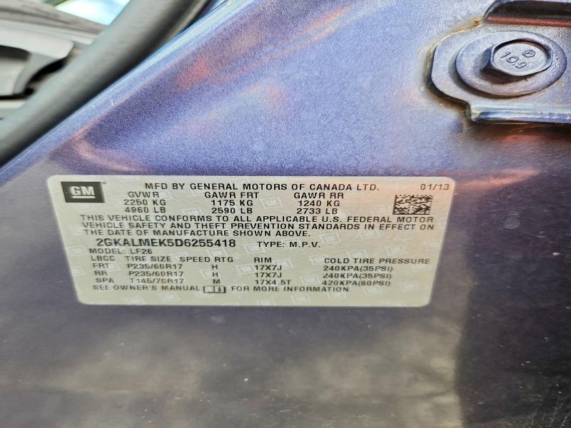 Aukcja sprzedaży 2013 Gmc Terrain, vin: 2GKALMEK5D6255418, numer aukcji: 53634416