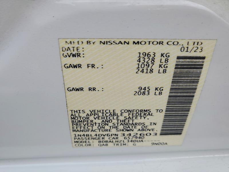 Продажа на аукционе авто 2023 Nissan Altima, vin: 1N4BL4DV6PN342603, номер лота: 54600036