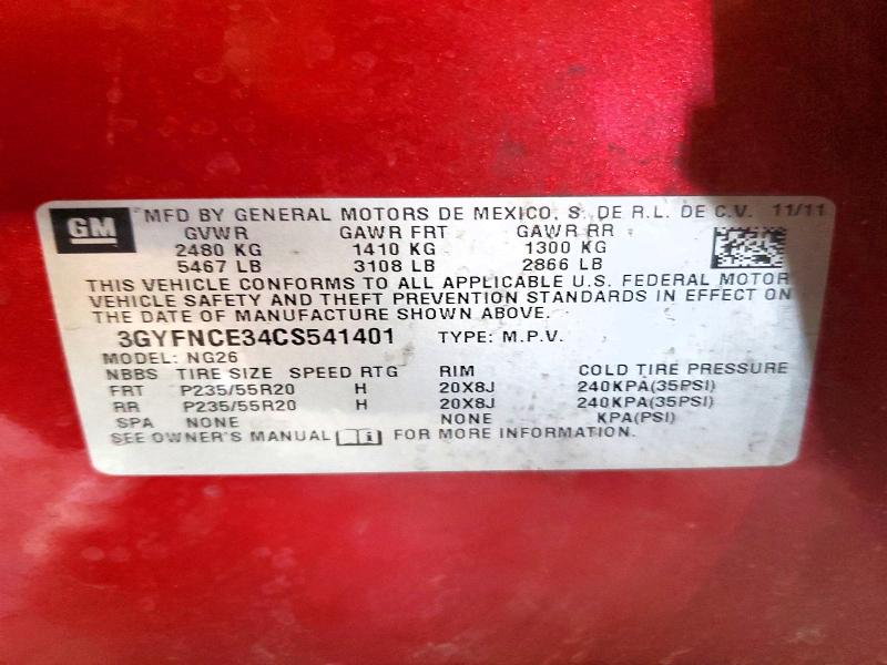 Aukcja sprzedaży 2012 Cadillac Srx, vin: 3GYFNCE34CS541401, numer aukcji: 53138196