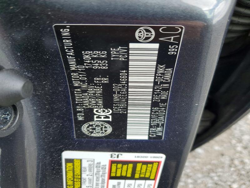 2010 Toyota Corolla მანქანა იყიდება აუქციონზე, vin: 2T1BU4EE6AC346604, აუქციონის ნომერი: 54925896