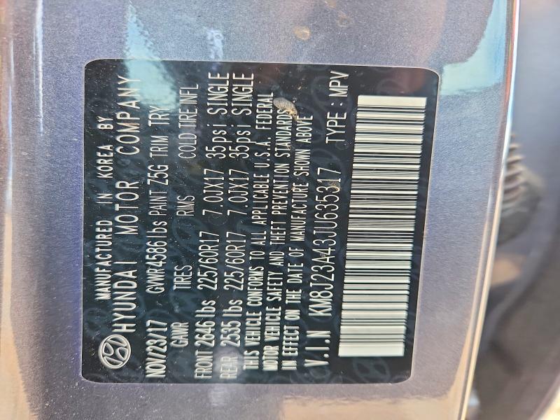 Aukcja sprzedaży 2018 Hyundai Tucson, vin: KM8J23A43JU635317, numer aukcji: 53189316