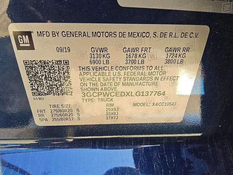 Продажа на аукционе авто 2020 Chevrolet Silverado, vin: 3GCPWCEDXLG137764, номер лота: 54343736