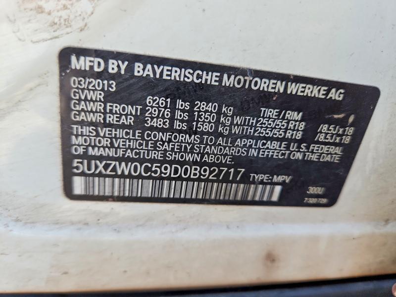 55164556 :رقم المزاد ، 5UXZW0C59D0B92717 vin ، 2013 Bmw X5 مزاد بيع