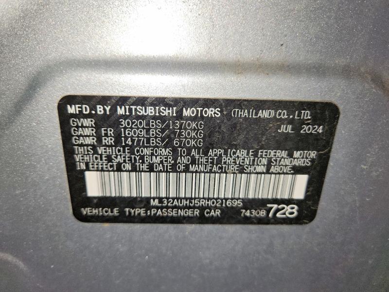 Aukcja sprzedaży 2024 Mitsubishi Mirage, vin: ML32AUHJ5RH021695, numer aukcji: 52534856