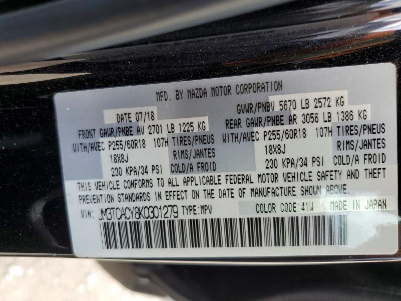 Продаж на аукціоні авто 2019 Mazda Cx-9, vin: JM3TCACY8K0301279, номер лоту: 54980126