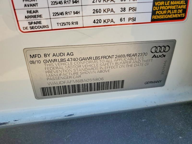 53712886 :رقم المزاد ، WAUDFAFM6BA055806 vin ، 2011 Audi A3 مزاد بيع