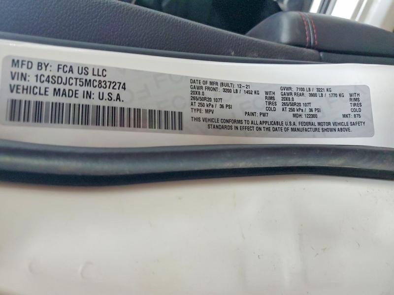 Aukcja sprzedaży 2021 Dodge Durango, vin: 1C4SDJCT5MC837274, numer aukcji: 51273956