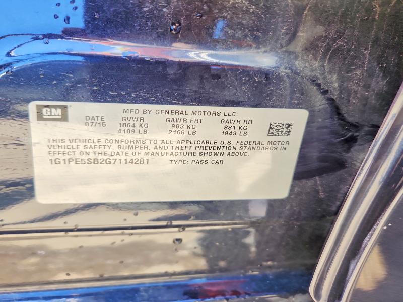 2016 Chevrolet Cruze Limited მანქანა იყიდება აუქციონზე, vin: 1G1PE5SB2G7114281, აუქციონის ნომერი: 55016256