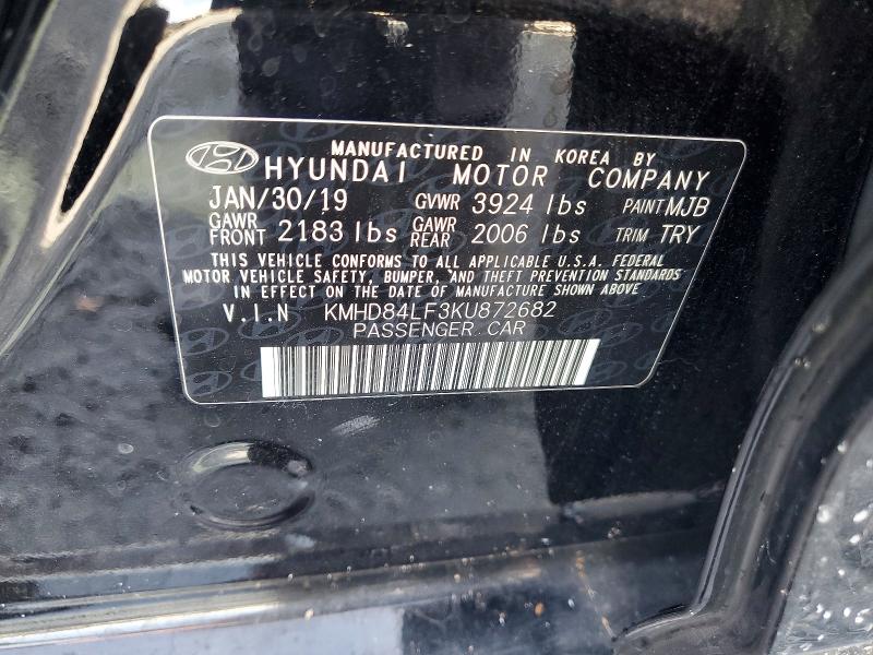 Aukcja sprzedaży 2019 Hyundai Elantra, vin: KMHD84LF3KU872682, numer aukcji: 55177656