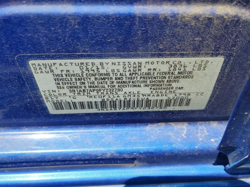 2015 Nissan Sentra მანქანა იყიდება აუქციონზე, vin: 3N1AB7AP9FY232780, აუქციონის ნომერი: 54108226