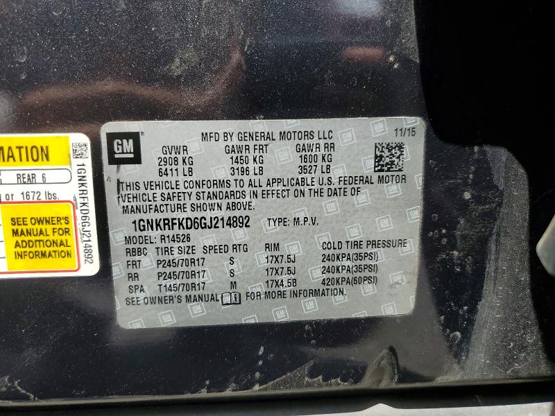 2016 Chevrolet Traverse მანქანა იყიდება აუქციონზე, vin: 1GNKRFKD6GJ214892, აუქციონის ნომერი: 55102216