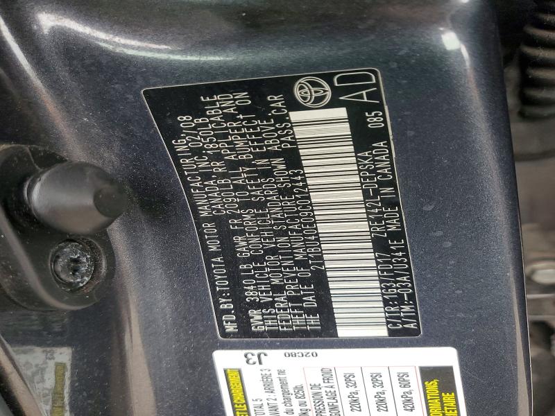 53421346 :رقم المزاد ، 2T1BU40E09C012443 vin ، 2009 Toyota Corolla مزاد بيع