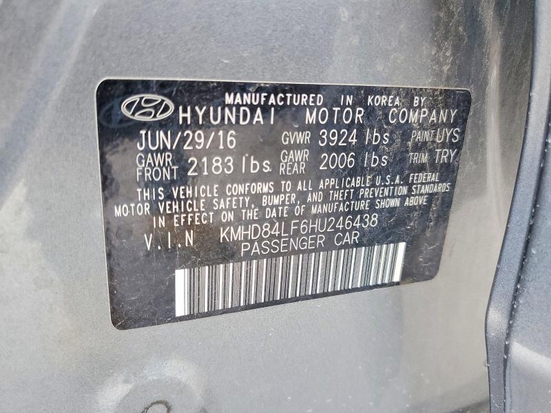 Продажа на аукционе авто 2017 Hyundai Elantra, vin: KMHD84LF6HU246438, номер лота: 54869146