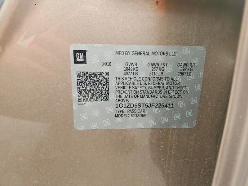 54246906 :رقم المزاد ، 1G1ZD5ST5JF225411 vin ، 2018 Chevrolet Malibu مزاد بيع