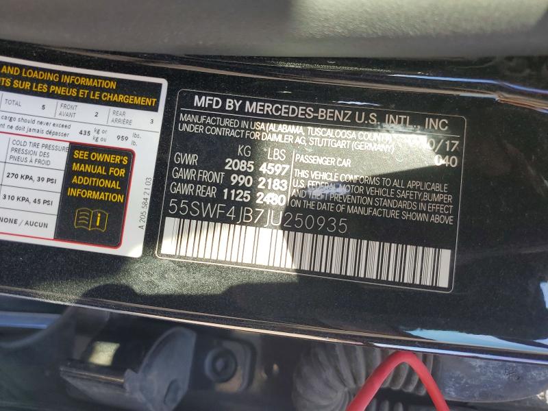 Продажа на аукционе авто 2018 Mercedes-benz C, vin: 55SWF4JB7JU250935, номер лота: 54905956