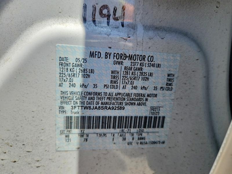 Aukcja sprzedaży 2025 Ford Maverick, vin: 3FTTW8JA8SRA92589, numer aukcji: 54634916