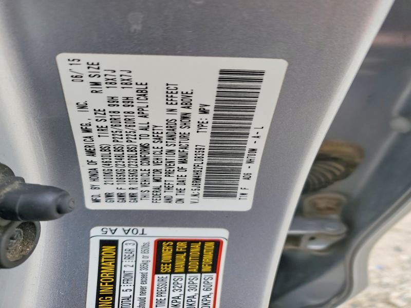 Продажа на аукционе авто 2015 Honda Cr-v, vin: 5J6RM4H92FL083597, номер лота: 52917286