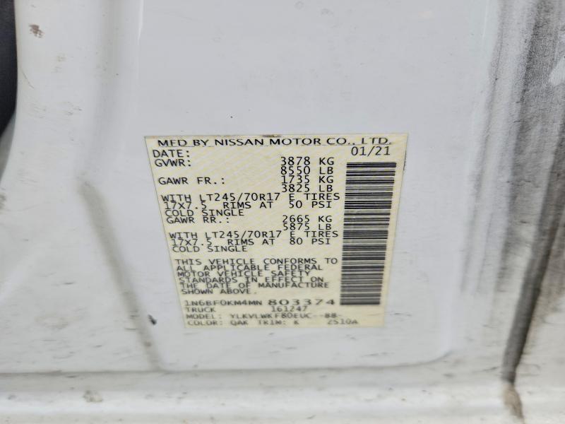 Aukcja sprzedaży 2021 Nissan Nv, vin: 1N6BF0KM4MN803374, numer aukcji: 52005806