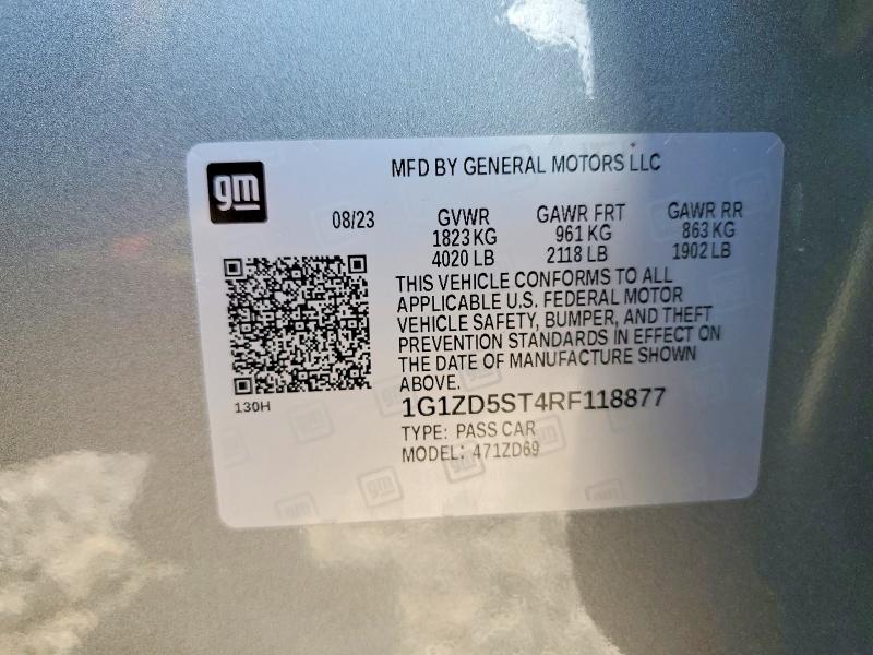 Aukcja sprzedaży 2024 Chevrolet Malibu, vin: 1G1ZD5ST4RF118877, numer aukcji: 53108706
